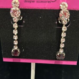 Amethyst Crystal &Crystal Linear Clip On Earrings-Boutique
